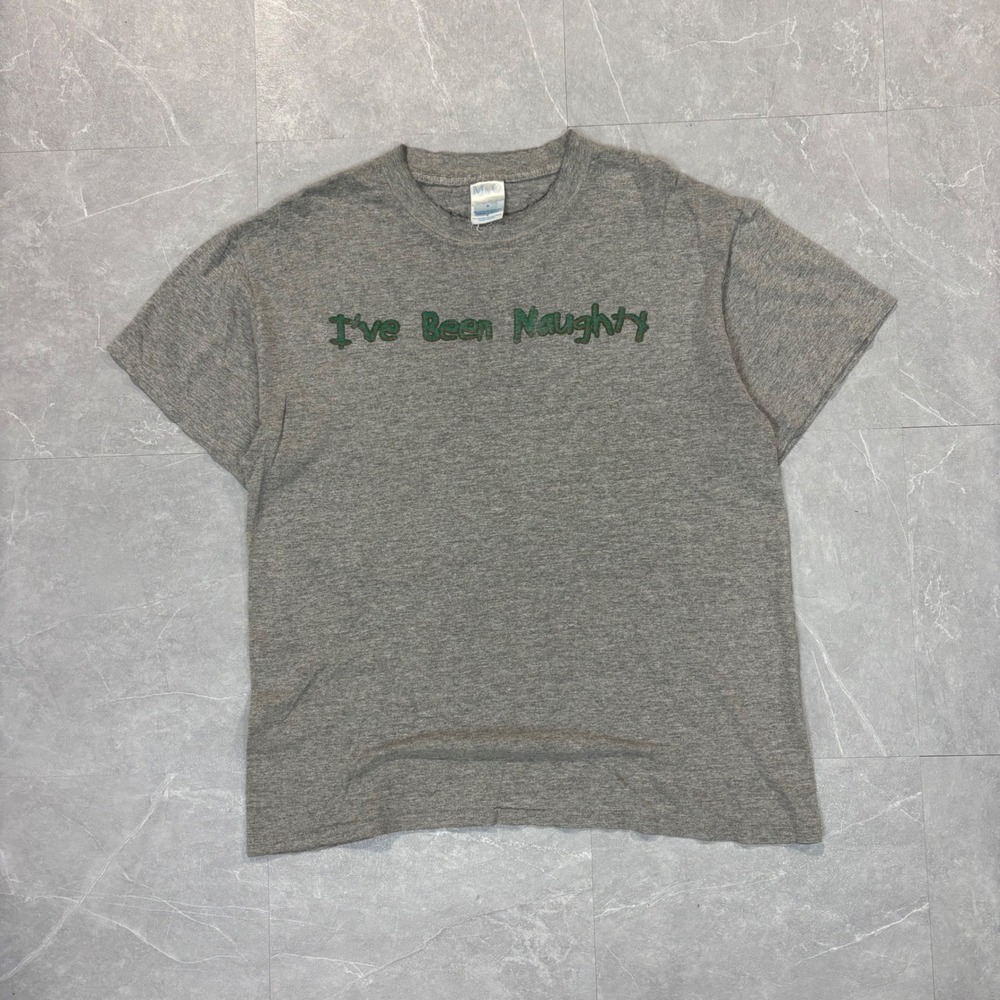 M&O Knits Mens I've Been Naughty Graphic T-Shirt Gray Short Sleeve Medium
